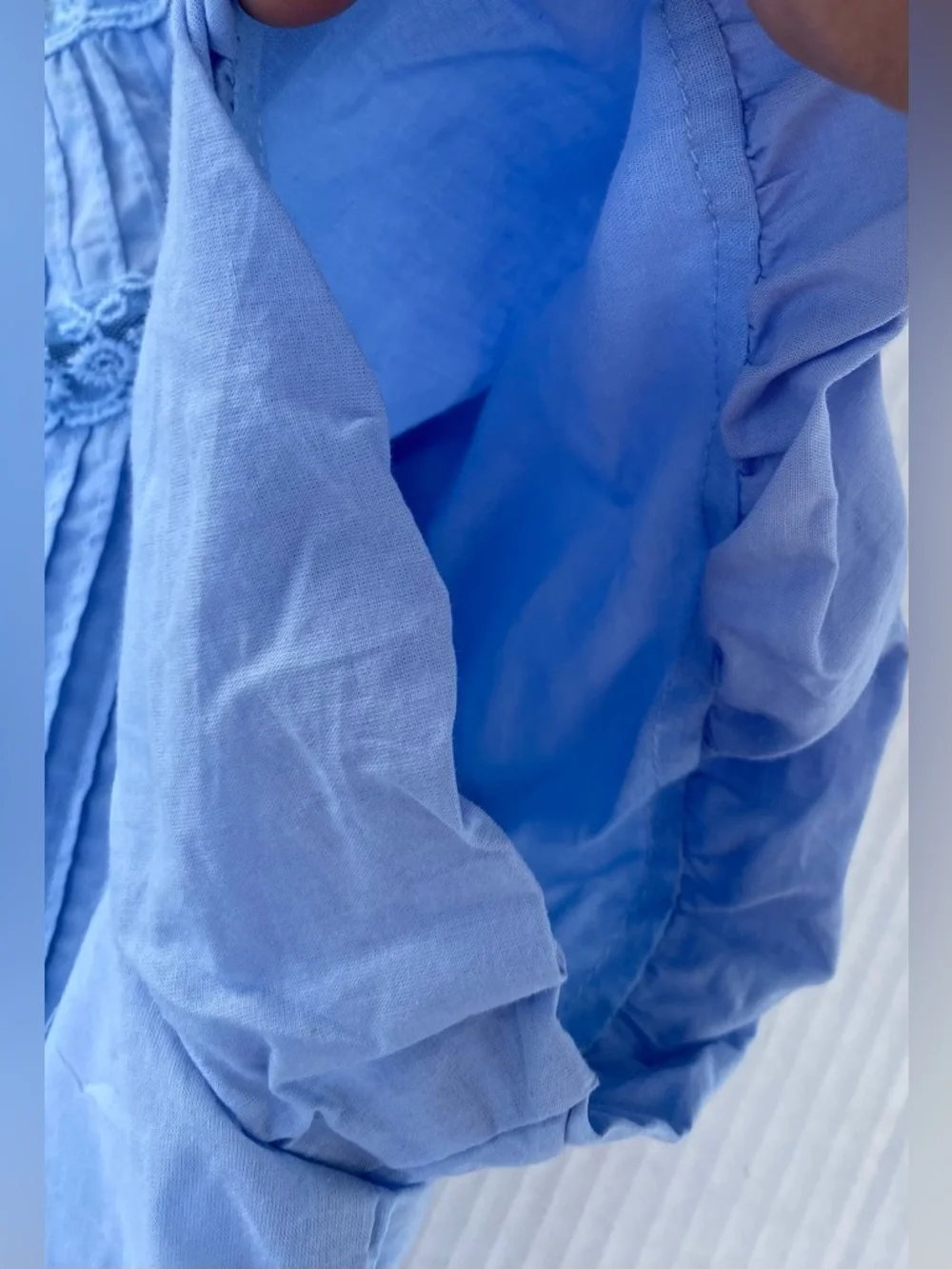 bohme Light Blue Smocked Yoke Tiered Mini Dress Toby Pleated Baby Doll Dress💙